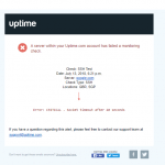 SSH check failure message uptime.com screenshot