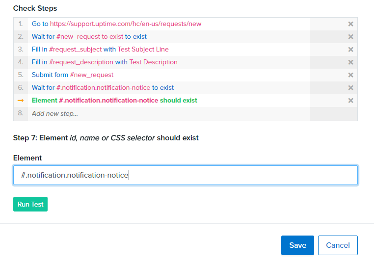 transaction check uptime.com screenshot