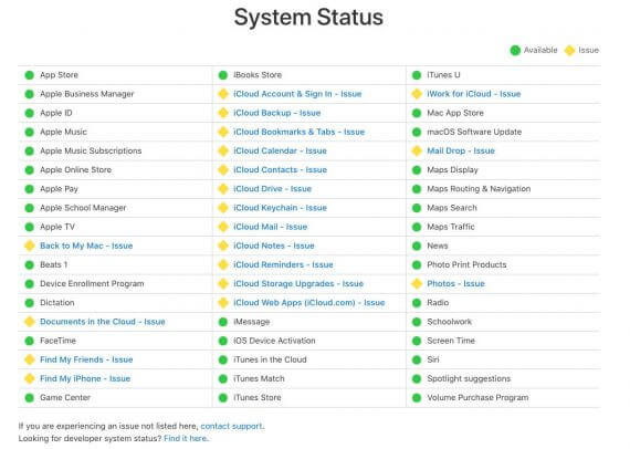 icloud outage details services