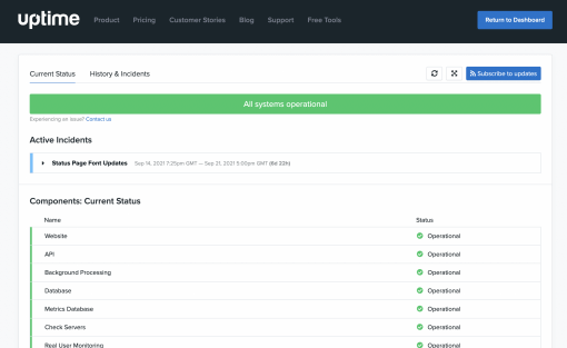status page for uptime monitoring