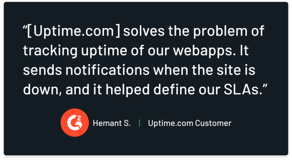 Selected G2 Customer Review for Uptime.com