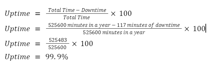 The formulas for calculating uptime