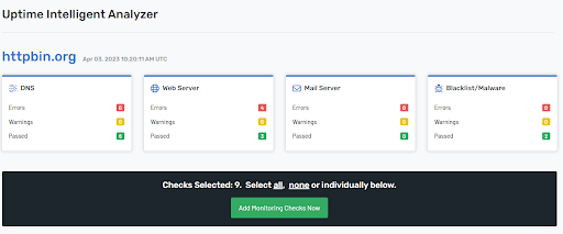 Use Uptime Intelligent Analyzer to Monitor your Site for DNS Uptime and Web Server Performance