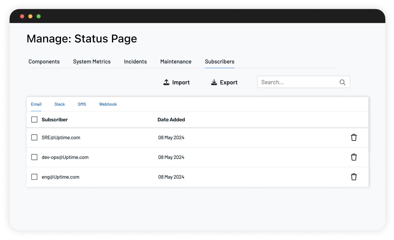 public status page